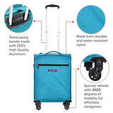 Ornate Ultra Light Weight Soft Suitcase - Carry On Luggage With Spinner Wheels (Sea Foam Green)