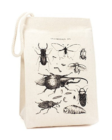 Cognitive Surplus Deluxe Eco-Friendly Recycled Cotton Vintage Insects Lunch/Cosmetics Small Bag