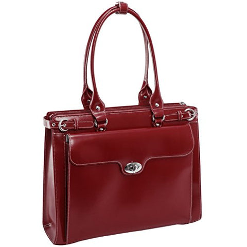 McKlein, W Series, Winnetka, Top Grain Cowhide Leather, 15" Leather Ladies' Laptop Briefcase, Red (94836)