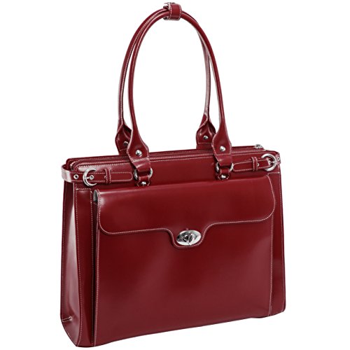 McKlein, W Series, Winnetka, Top Grain Cowhide Leather, 15" Leather Ladies' Laptop Briefcase, Red (94836)