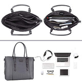 MOSISO PU Leather Laptop Tote Bag for Women (Up to 15.6 inch), Gray