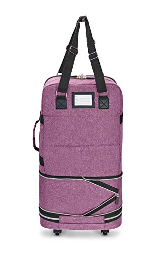 Biaggi Luggage Zipsak Boost Pro Foldable Spinner Carry On, Expands to Check-in Luggage, Purple