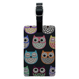 Graphics & More Cute Owl Pattern Leather Luggage Id Tag Suitcase Carry-on, Black
