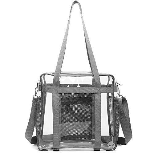 Heavy-duty Clear Bag Stadium Approved, NFL Clear Stadium Tote Crossbody Bag 12X12X6 with Side Pockets Shoulder Strap