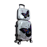 World Traveler 2 Piece Hardside Upright Spinner Luggage Set, Butterfly, One Size