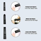 ONME 15Pcs Nail Clippers Set Pedicure Kit Stainless Steel Nail Clipper set, Professional Nail Scissors Grooming Kit Manicure Includes Cuticle Remover Tools With Portable Travel Case (Black)