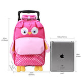 Yodo 3-Way Toddler Backpack With Wheels Little Kids Rolling Luggage, Owl