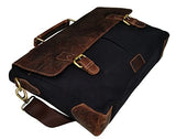 Genuine Leather Vintage 15.6" Laptop Canvas Messenger Satchel Bag
