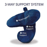 J-Pillow Travel Pillow, British Invention of The Year, 2019 Version with Increased 3D Support for Head, Chin & Neck in Any Sitting Position, Attach to Luggage - Dark Blue