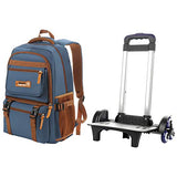 Rolling Backpack Trolley Wheeled School Book Bags High-Capacity Carry-on Travel Bag Luggage with 6 Wheels Climbing Stairs for Students Unisex Teenagers Boys Girls,12.6×6.3×18.5 inch,Blue