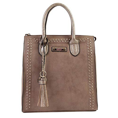Nikky Women's Top Handle Brown Tote Bag, Spacious Compartment, Decorative Tassel Travel Shoulder, Coffee, One Size