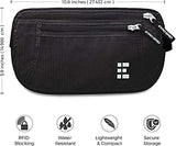 Zero Grid Money Belt w/RFID Blocking - Concealed Travel Wallet & Passport Holder