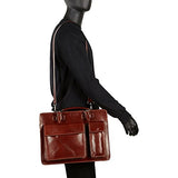 Sharo Leather Bags Italian Leather Computer Brief And Messenger Bag (Raison