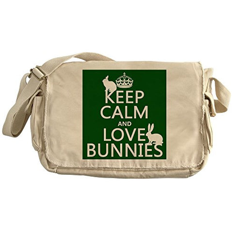 Cafepress - Keep Calm And Love Bunnies - Unique Messenger Bag, Canvas Courier Bag
