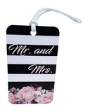 Just Married Luggage Tag Gift Set (Wedding, Honeymoon, Luggage Tags) (Garden Stripe)