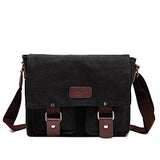 AUGUR Vintage Messenger Bag Ipad Bag Small Retro Cotton Canvas Messenger Bag (Black)