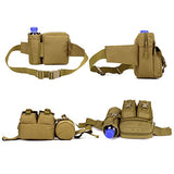 Tactical Waist Pack Pouch With Water Bottle Pocket Holder Waterproof Molle Hip Belt Bag (ACU camo)