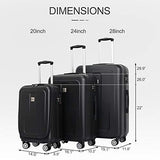 Ceilo ABS Hardside Luggage Sets With USB Interface Laptop Pocket,Lightweight Carry On Suitcase With TSA Lock&360°Spinner Wheels,Black,3-Piece Travel Luggage Set (20/24/28)