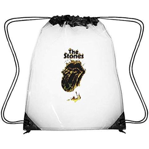 Capxieey Clear Drawstring Backpack Rolling Stones Flaming Tongue Dancing Bag Gym Sports Travel Sack