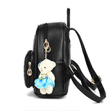 Cute Small Backpack Mini Purse Casual Waterproof Daypacks Leather for Teen Girls and Women (Black)