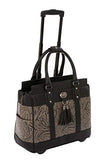 The Dallas Black & Grey Tooled Rolling iPad Tablet or Laptop Tote Carryall Bag (17"/17.3" inch)