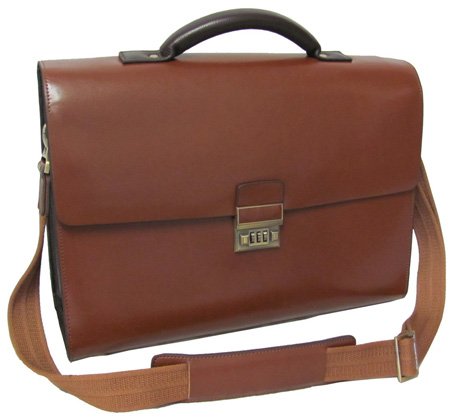 AmeriLeather Two-Tone Efficiency Laptop Briefcase (Brown)