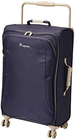 it luggage World's Lightest New York Softside 8 Wheel Spinner, Evening Blue With Cobblestone Trim, Checked-Medium 28-Inch