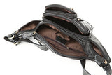 Polare Men'S Natural Leather Fanny Pack Waist Bag Black Large