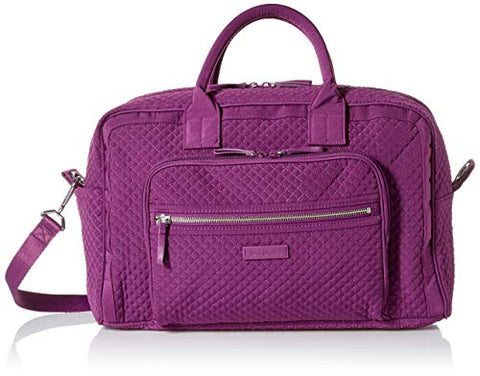 Vera Bradley womens Iconic Compact Weekender Travel Bag, Microfiber, Gloxinia Purple, One Size