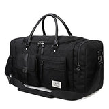 ZUMIT 45L Travel Duffel Bag Mens Womens Large Foldabling Luggage Water-resistant Super Lightweight Shoulder Suitcase Holdall Tote Handbag Brief Case Black #806-S