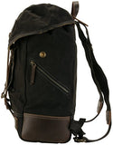 Damndog Canvas & Leather Rucksack Backpack - Tar Black