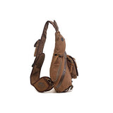 Men's Vintage Canvas Shoulder Backpack Chest Pack Sling Bag Crossbody Messenger Rucksack - Coffee