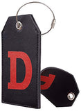 Casmonal Initial Leather Luggage Tag Travel Bag Tag Fully Bendable 1 pcs Set(D)