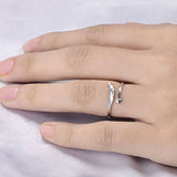 Acxico Silvery Heart Shape and Angel Wing Adjustable Ring
