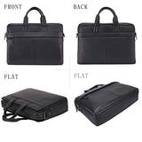 Banuce Black Cowhide Leather Briefcase for Men Soft 13 inch Laptop Business Tote Shoulder Messenger