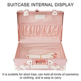 urecity Vintage and Cute Small Suitcase Made with PU Leather and PP - Women and Men Handbag (16", Princess Pink)