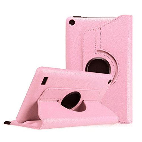 Fire Hd 7 Case,Autumnfall 360 Rotating Case Cover For Amazon Kindle Fire Hd 7 2015 Tablet (Pink)
