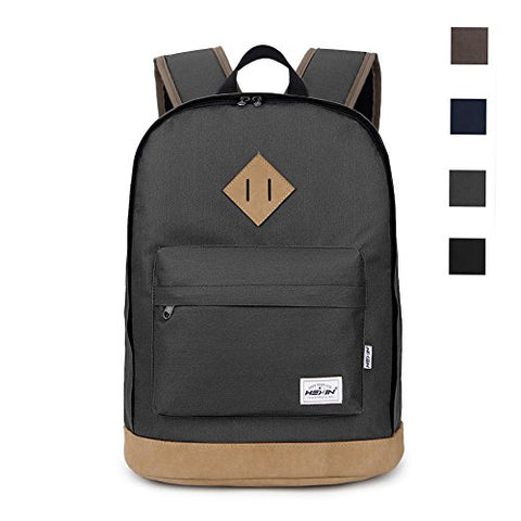 HEXIN Unisex Classic Canvas School College Backpack Fits Up to 15 inch Laptop