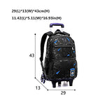 C-Xka Geometric Prints Large Capacity Trolley School Bag Primary School Student Rolling Backpack