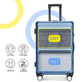 Luggage Sets, SHOWKOO 3 Piece Polycarbonate Durable Hardshell & Lightweight Suitcase Double Wheels TSA Lock City Fashion Blue 20in24in28in