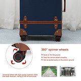 NZBZ Vintage Luggage Sets with Spinner Wheels Carry On Suitcase Tsa Lock Luggage 3 Pieces (Navy Blue, 14inch & 20inch & 28inch)