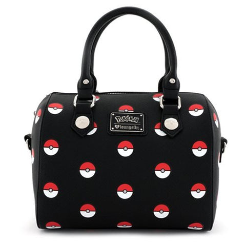 Loungefly Pokemon Pokeball Print Black Duffle Purse