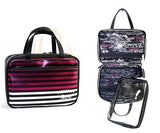 Victorias Secret Striped Hanging Travel Lingerie Organizer Bag Black Pink Silver