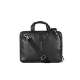 Boconi Mens Tyler Tumbled Folio Leather Laptop Briefcase With Shoulder Strap Bag, Black