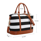 BLUBOON Women Ladies Canvas Weekender Bag Overnight Carry-on Duffle Tote Bag With PU Leather
