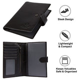 RFID Blocking Genuine Leather Passport Holder Cover Case & Travel Wallet for Men and Women - Black