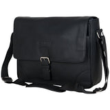Ben Sherman Leather Single Compartment 15" Laptop Messenger Bag (RFID), Black