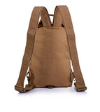 Augur Men's Vintage Canvas Leather Shoulder Bag School Backpack Sling Satchel (Khaki)