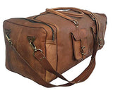30" Inch Real Goat Vintage Leather Large Handmade Travel Luggage Bags in Square Big Large Brown bag Carry On (30 inch)