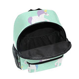 GIOVANIOR Cute Cartoon Unicorn Mint Green Polka Dots Travel School Backpack for Boys Girls Kids